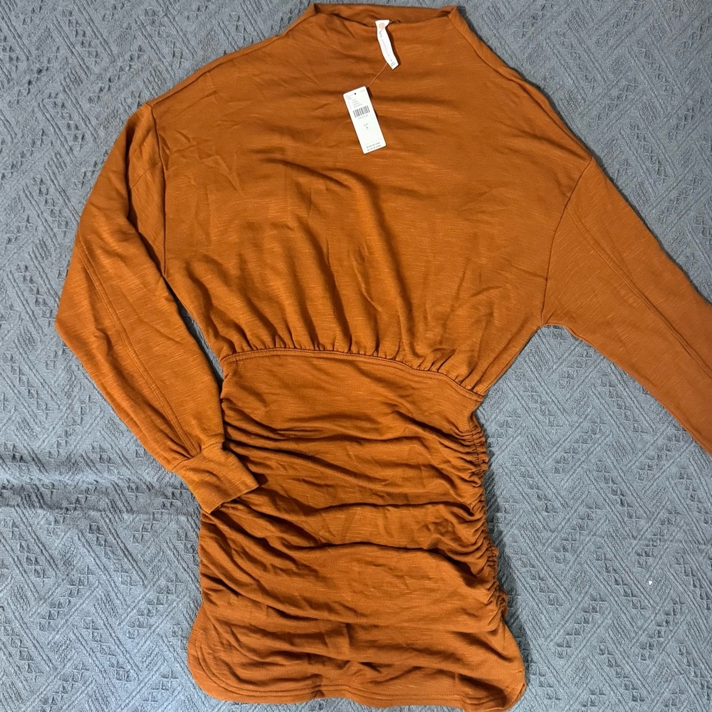 Anthropologie Long Sleeve Dress in Rust Orange